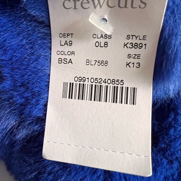 NWT size K13  soft brilliant sapphire/ chartreuse accent nail faux fur slippers - Picture 2 of 8